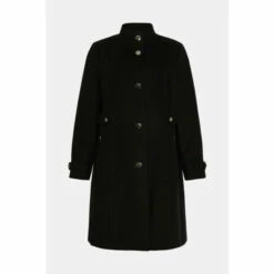 Wallis Curve Funnel Neck Tab Detail Zip Pocket Coat For Female -Cheap Wallis Store unnamed file 682