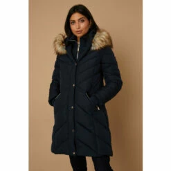 Wallis Navy Double Layer Midi Padded Coat For Female -Cheap Wallis Store unnamed file 715