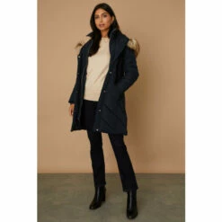 Wallis Navy Double Layer Midi Padded Coat For Female -Cheap Wallis Store unnamed file 719