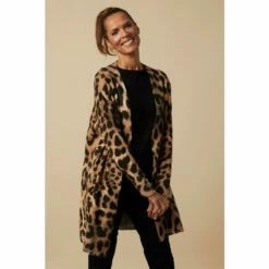 Wallis Neutral Leopard Animal Longline Cardigan For Female