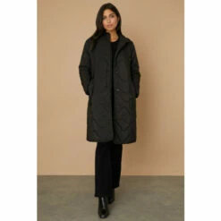 Wallis Black Drawcord Waist Hooded Quilted Coat For Female -Cheap Wallis Store unnamed file 748