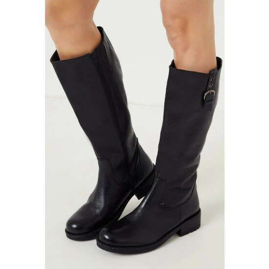 Wallis Leather Winnie Buckle Detail Knee High Boots For Female 3 Wallis Leather Winnie Buckle Detail Knee High Boots For Female