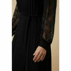 Wallis Petite Black Lace Sleeve Belted Jersey Midi Dress For Female -Cheap Wallis Store unnamed file 781