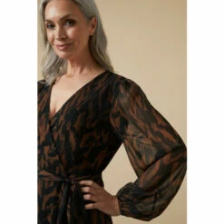 Wallis Brown Tiger Midi Wrap Dress For Female -Cheap Wallis Store unnamed file 809