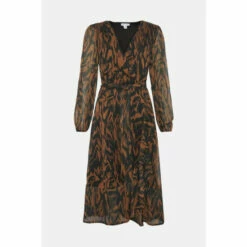 Wallis Brown Tiger Midi Wrap Dress For Female -Cheap Wallis Store unnamed file 810