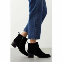 Wallis Suede Wren Almond Toe Low Block Heeled Ankle Boots For Female